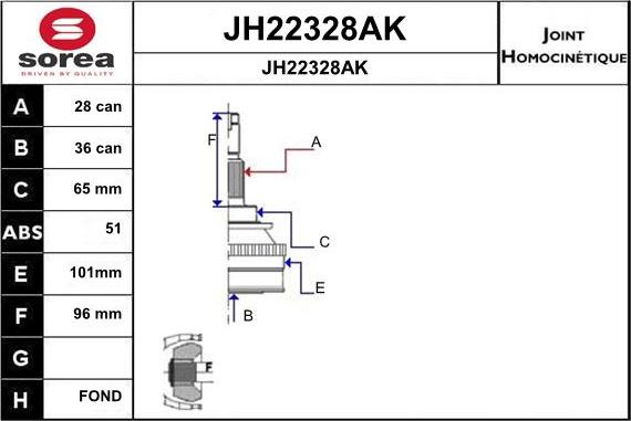 SNRA JH22328AK - Šarnīru komplekts, Piedziņas vārpsta ps1.lv