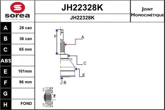 SNRA JH22328K - Šarnīru komplekts, Piedziņas vārpsta ps1.lv
