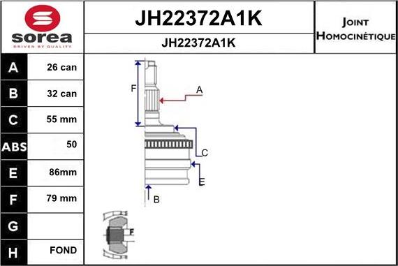 SNRA JH22372A1K - Šarnīru komplekts, Piedziņas vārpsta ps1.lv