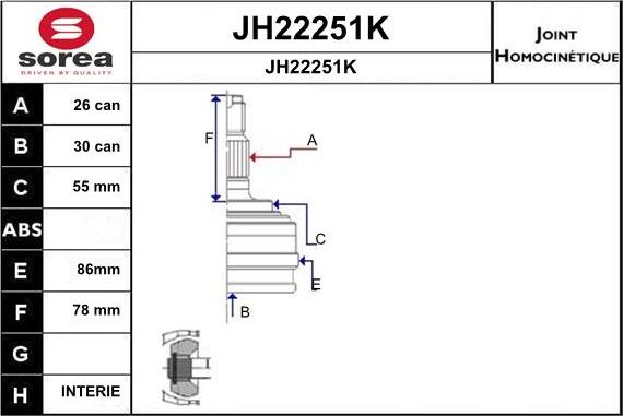 SNRA JH22251K - Šarnīru komplekts, Piedziņas vārpsta ps1.lv