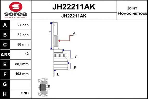 SNRA JH22211AK - Šarnīru komplekts, Piedziņas vārpsta ps1.lv