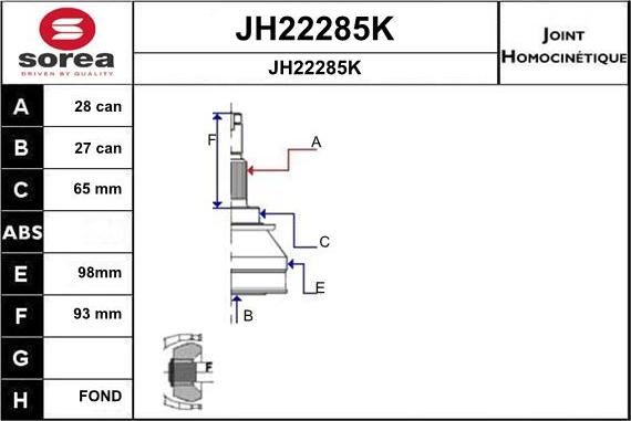 SNRA JH22285K - Šarnīru komplekts, Piedziņas vārpsta ps1.lv