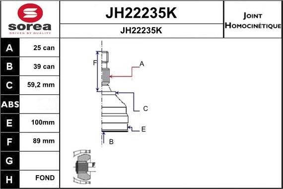 SNRA JH22235K - Šarnīru komplekts, Piedziņas vārpsta ps1.lv