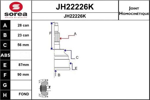 SNRA JH22226K - Šarnīru komplekts, Piedziņas vārpsta ps1.lv