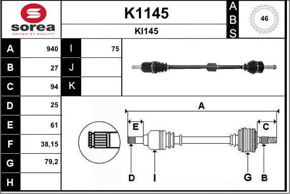 SNRA K1145 - Piedziņas vārpsta ps1.lv