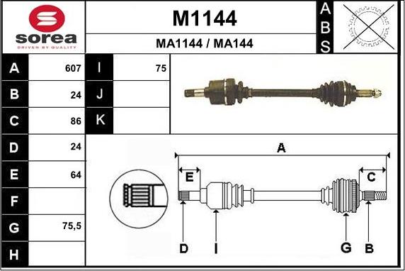 SNRA M1144 - Piedziņas vārpsta ps1.lv