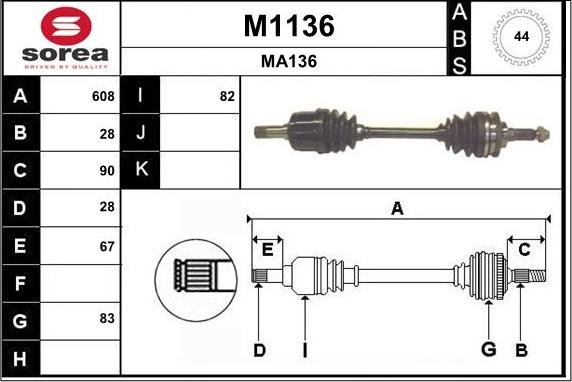 SNRA M1136 - Piedziņas vārpsta ps1.lv