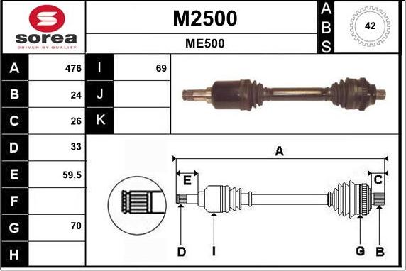 SNRA M2500 - Piedziņas vārpsta ps1.lv