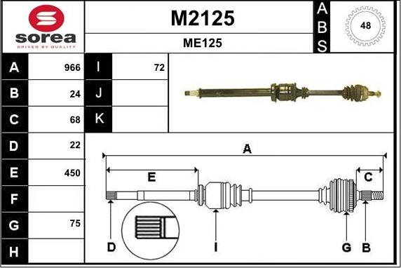 SNRA M2125 - Piedziņas vārpsta ps1.lv