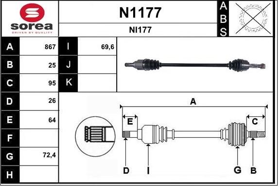 SNRA N1177 - Piedziņas vārpsta ps1.lv