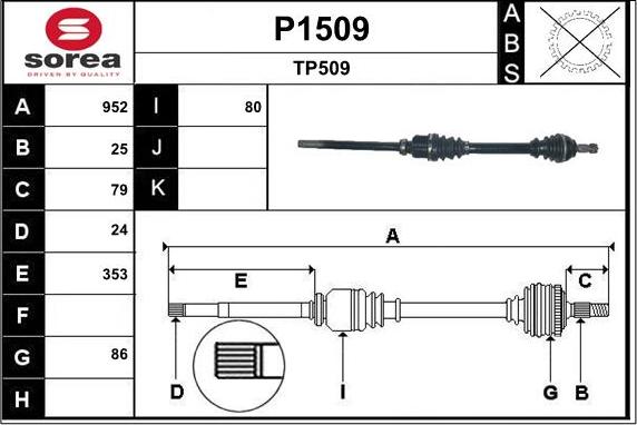 SNRA P1509 - Piedziņas vārpsta ps1.lv