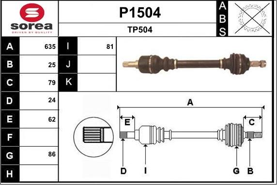 SNRA P1504 - Piedziņas vārpsta ps1.lv