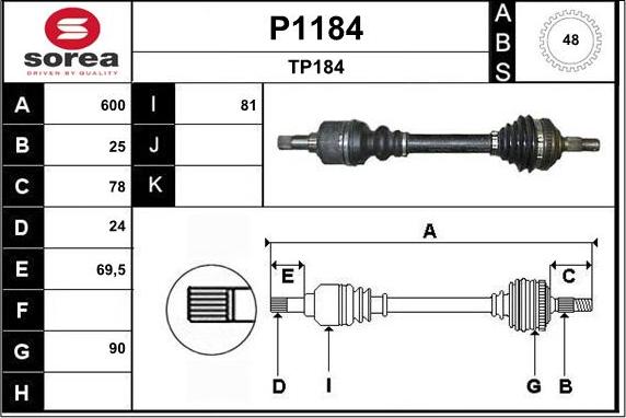 SNRA P1184 - Piedziņas vārpsta ps1.lv