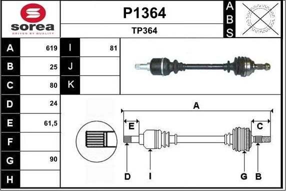 SNRA P1364 - Piedziņas vārpsta ps1.lv