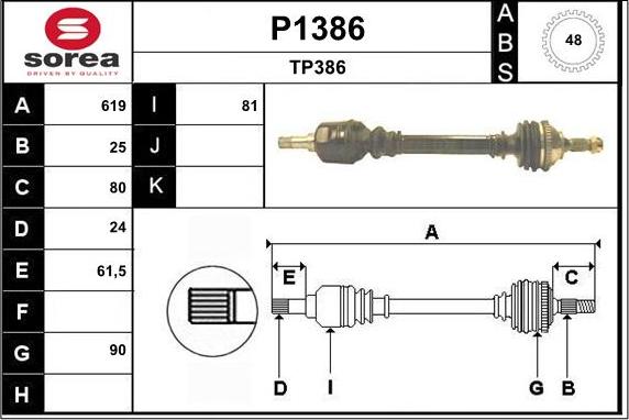 SNRA P1386 - Piedziņas vārpsta ps1.lv