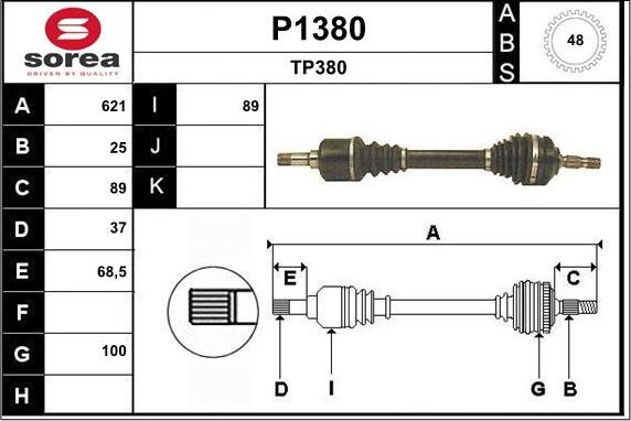 SNRA P1380 - Piedziņas vārpsta ps1.lv