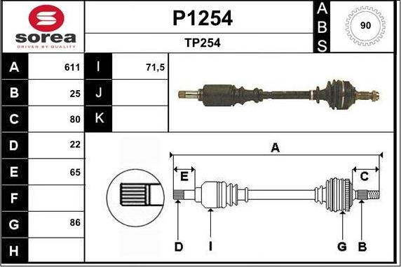 SNRA P1254 - Piedziņas vārpsta ps1.lv