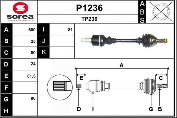 SNRA P1236 - Piedziņas vārpsta ps1.lv