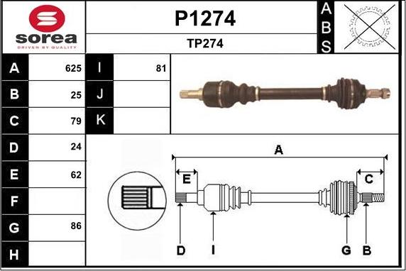 SNRA P1274 - Piedziņas vārpsta ps1.lv