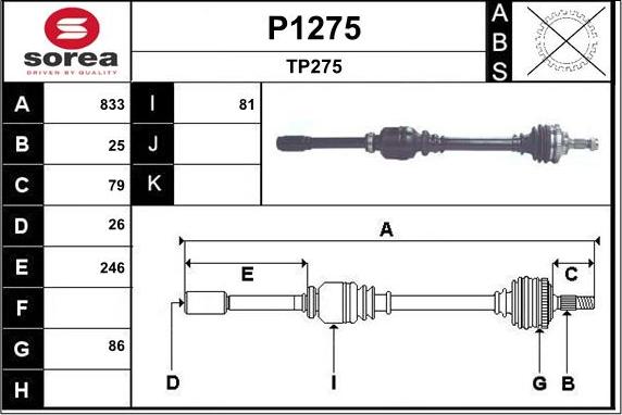 SNRA P1275 - Piedziņas vārpsta ps1.lv