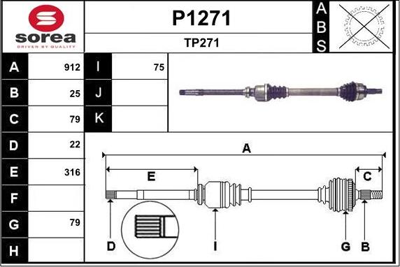 SNRA P1271 - Piedziņas vārpsta ps1.lv