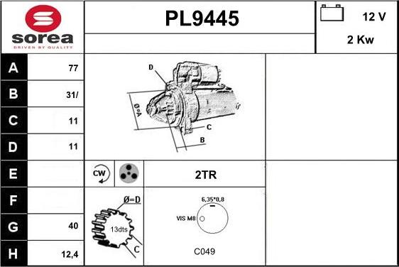 SNRA PL9445 - Starteris ps1.lv