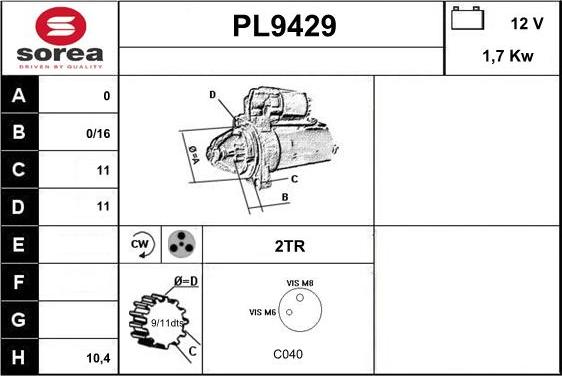 SNRA PL9429 - Starteris ps1.lv