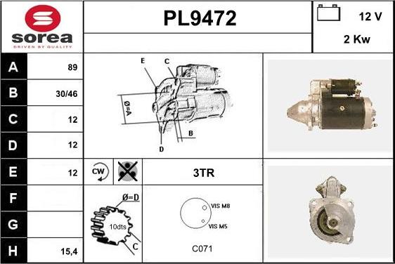 SNRA PL9472 - Starteris ps1.lv