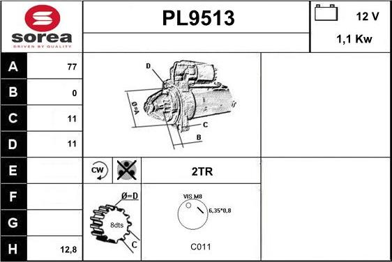 SNRA PL9513 - Starteris ps1.lv