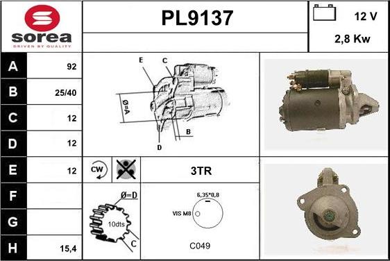 SNRA PL9137 - Starteris ps1.lv