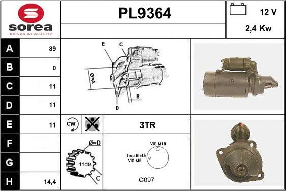 SNRA PL9364 - Starteris ps1.lv