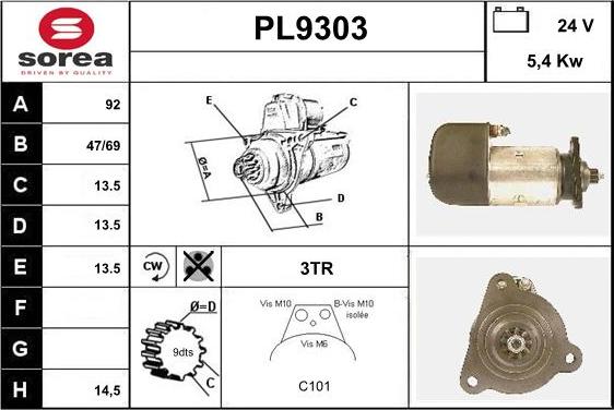 SNRA PL9303 - Starteris ps1.lv