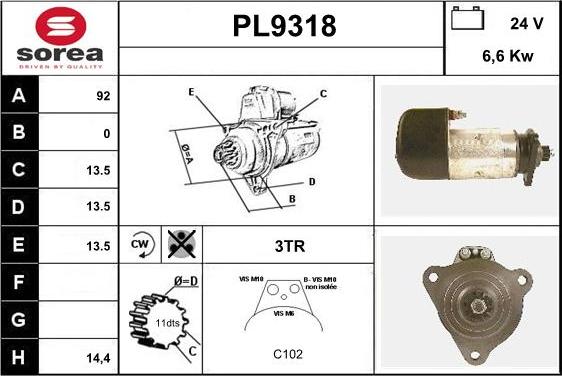 SNRA PL9318 - Starteris ps1.lv