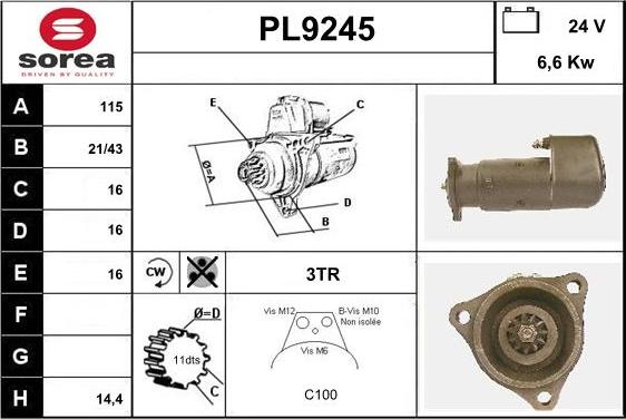 SNRA PL9245 - Starteris ps1.lv