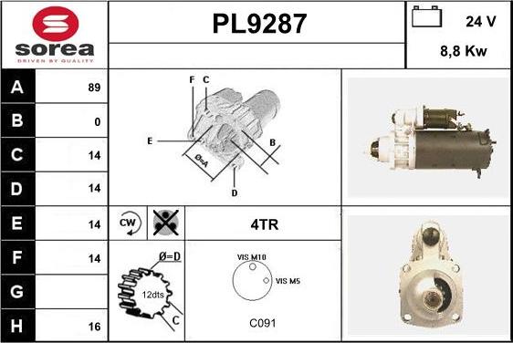 SNRA PL9287 - Starteris ps1.lv