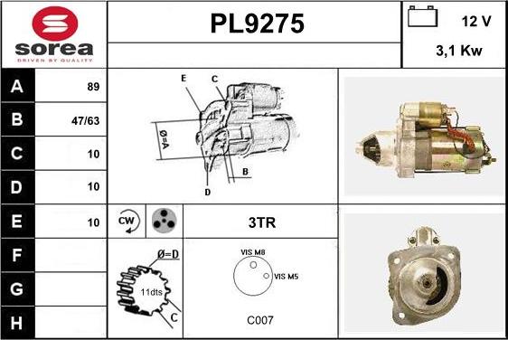 SNRA PL9275 - Starteris ps1.lv