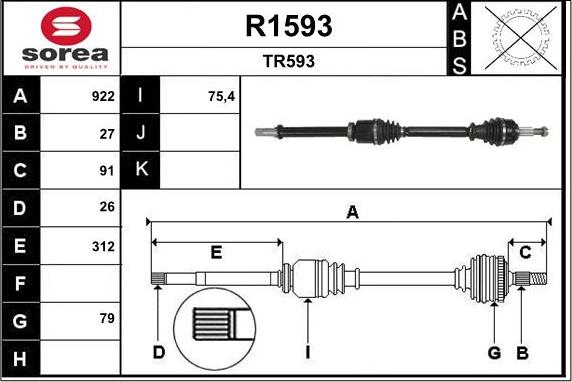 SNRA R1593 - Piedziņas vārpsta ps1.lv