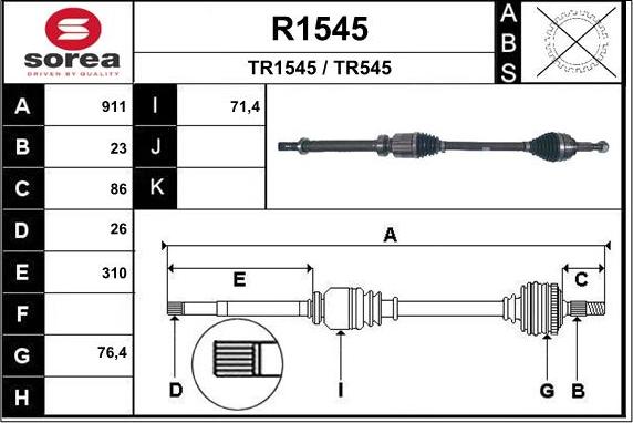 SNRA R1545 - Piedziņas vārpsta ps1.lv