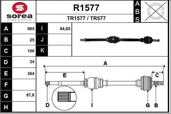 SNRA R1577 - Piedziņas vārpsta ps1.lv