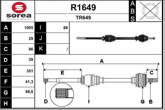 SNRA R1649 - Piedziņas vārpsta ps1.lv