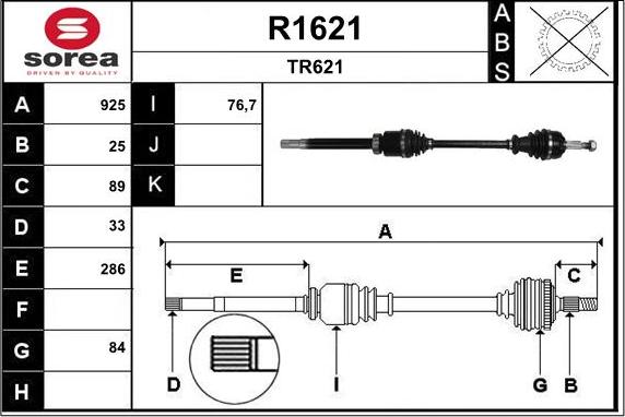 SNRA R1621 - Piedziņas vārpsta ps1.lv