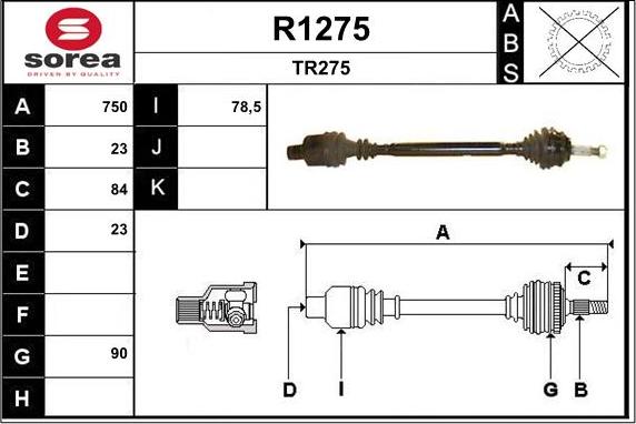 SNRA R1275 - Piedziņas vārpsta ps1.lv