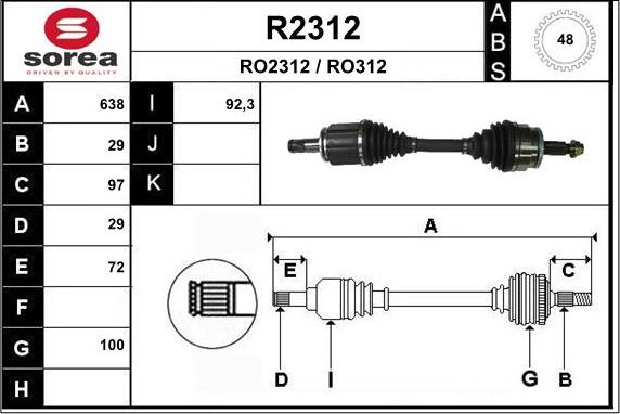 SNRA R2312 - Piedziņas vārpsta ps1.lv