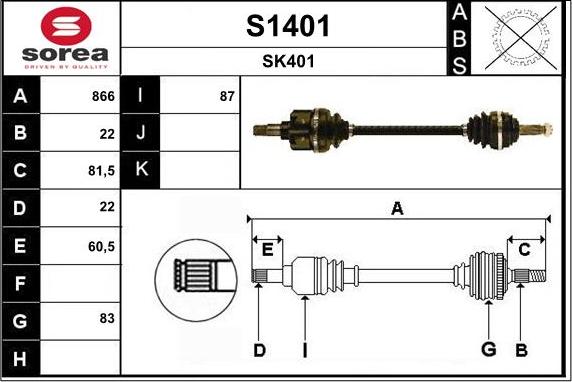 SNRA S1401 - Piedziņas vārpsta ps1.lv