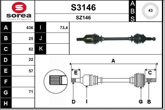 SNRA S3146 - Piedziņas vārpsta ps1.lv