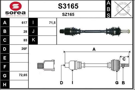 SNRA S3165 - Piedziņas vārpsta ps1.lv