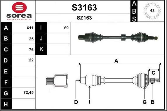 SNRA S3163 - Piedziņas vārpsta ps1.lv