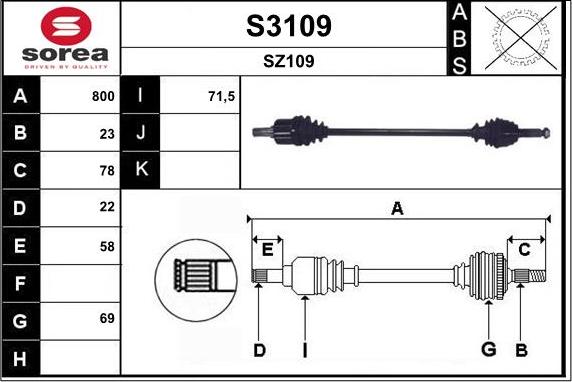 SNRA S3109 - Piedziņas vārpsta ps1.lv