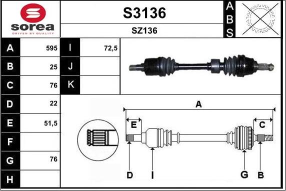 SNRA S3136 - Piedziņas vārpsta ps1.lv