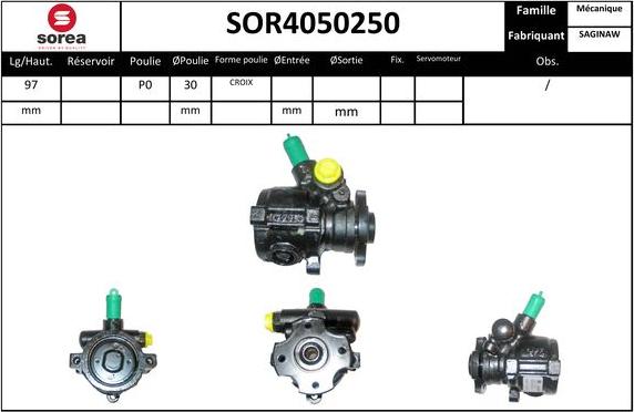 SNRA SOR4050250 - Hidrosūknis, Stūres iekārta ps1.lv